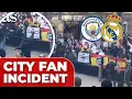 Tensions rise as MANCHESTER CITY fan wanders through REAL MADRID pre-game gathering