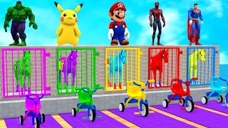 Long Slide Game With Cow Elephant Gorilla Hippopotamus Tiger - 3d Animal Game - Funny 3d Animals