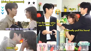 Wooshik Somin tried to get the prettiest angle to film the kiss Wooshik ended up doing manner leg