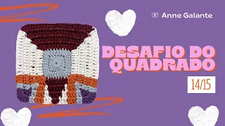 Desafio dos Quadradinhos de Crochê PASSO A PASSO | Quadradinho 14 | Anne Galante
