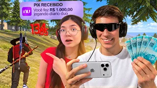 JOGANDO DIARIO DUO COM A DEUSA FF ATÉ FARMAR 1000$! (muito facil)