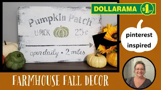 Farmhouse Fall Decor Dollarama Pumpkin Patch Vintage Sign Pinterest Inspired Challenge