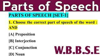 Parts Of Speech // English Grammar // WB Home Tuition | SET-1 | WBBSE