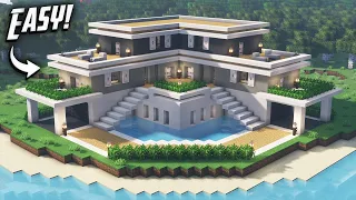 Minecraft How To Build A Modern Mansion House Tutorial