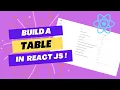 BUILD A TABLE COMPONENT IN REACT