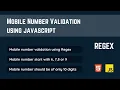Mobile number validation in HTML JavaScript regular expressions