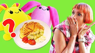 lucky turned out pink cooking waffles with toys for kids mommy for lucky show for kids