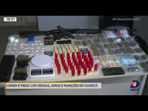Homem é preso com drogas, armas e munições em Chapecó