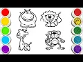 Adorable Zoo Animals in a Playful Scene Fun Coloring for Kids and Toddlers