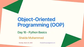 Lecture 16 Object-Oriented Programing in Python Python Ramzan Free Online Course in Pashto 2025