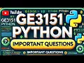GE3151 Problem Solving and Python programming Semester Important Questions and Question Bank