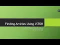 Finding Articles Using JSTOR