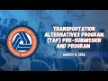 Transportation Alternatives Program TAP Pre-Submission and Program