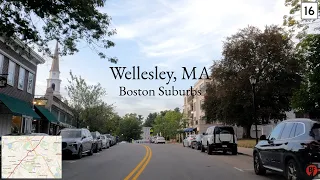 Wellesley MA Driving Tour 4K - MA 16 East
