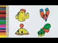 Plants vs Zombies Four kinds of plants 02 coloring and drawing Learn Colors for kids