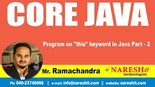 Core Java Tutorials Program on this keyword in Java Part 2 Mr Ramachandra