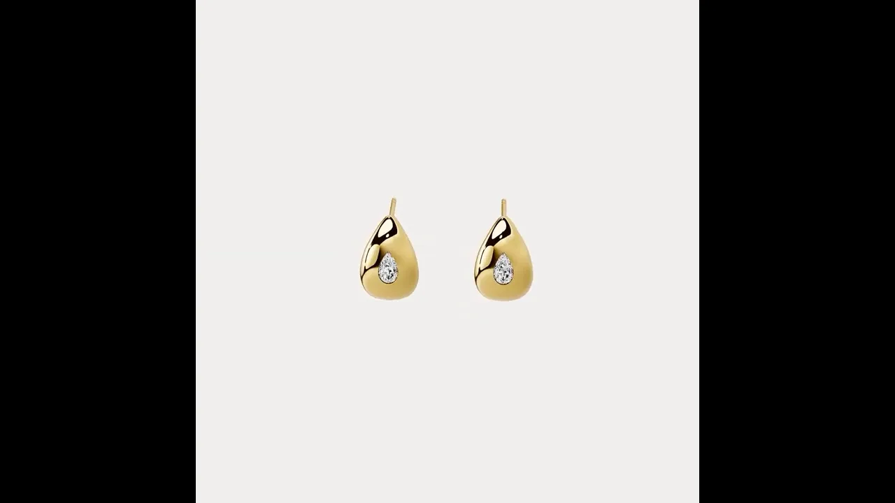 Pear Lab-Grown Diamond Sculptural Huggie Earrings in 925 Sterling Silver