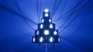 1 Hour Christmas Tree Made of TVs Loop 4K No Futuristic Holiday Background for Streams OBS