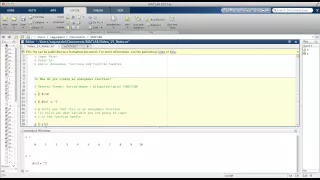 MATLAB 15 Anonymous Functions and Function Handles