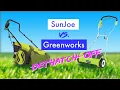 SunJoe vs Greenworks Grass Dethatchers - assembly test drives and reviews