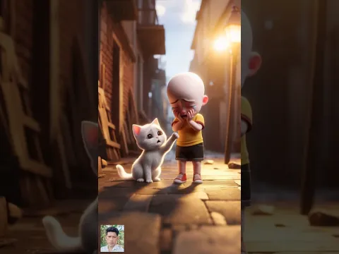 The white kitten trimmed the boy's hair, then the white kitten regretted it #funny #cute #ai