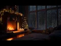 Download Lagu Warm Christmas Night Atmosphere 🎅 Cozy Room with Crackling Fireplace and Falling Snow 🌨️