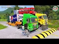 Lagu Double Flatbed Trailer Truck vs speed bumps|Busses vs speed bumps|Beamng Drive|1251
