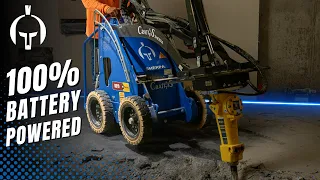 Battery Powered Skid Steer With Hydraulic Hammer Demolition