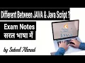 What is different between Java JavaScript in Hindi notes only O Level notes