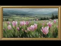 Vintage Pink Tulips on Spring Time Painting Gold Frame TV Art Art Screensaver for TV 2 Hrs