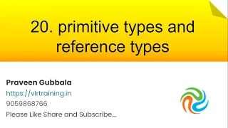 Primitive Types vs Reference Types in JavaScript JavaScript Training s in Telugu Vide