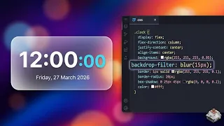 ASMR Coding a Minimalist Glassmorphism Clock HTML CSS JS No Talking