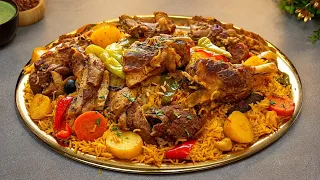 مدفون لحم 🥔🥕 أشهى أكلة رز مع لحم راح تذوقوها في حياتكم وبدون قلي 