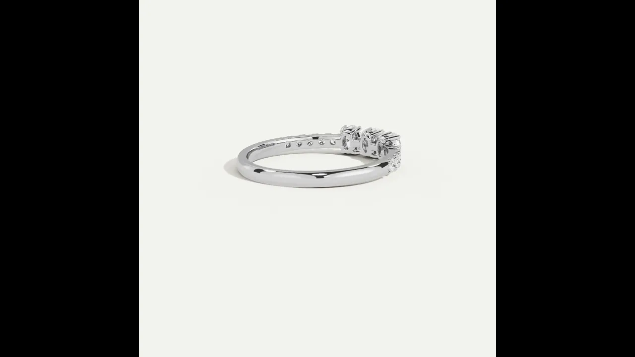 Floating Oval Lab-Grown Diamond Three-Stone Pavé Ring