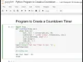 Day 64 Program to Create a Countdown Timer