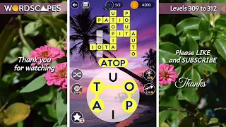 Wordscapes COAST levels 309 to 312 gameplay