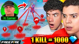 ¡LE DAMOS 1,000 DIAMANTES POR KILL A UN HACKER EN FREE FIRE !! *FINAL INESPERADO* CON DONATO !!! 😭💎