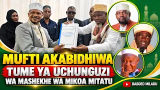 MUFTI AKABIDHIWA RIPOTI YA  MAJIBU YA TUME YA UCHUNGUZI YA  MASHEKHE WA MIKOA MITATU