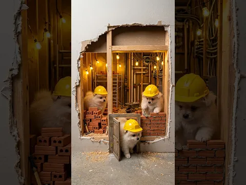Lulu foi trabalhar na construção com os amigos 🐶🏗️👷