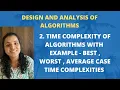 2 Time Complexity Of Algorithms with Example - Best Worst Average Case Time Complexities DAA