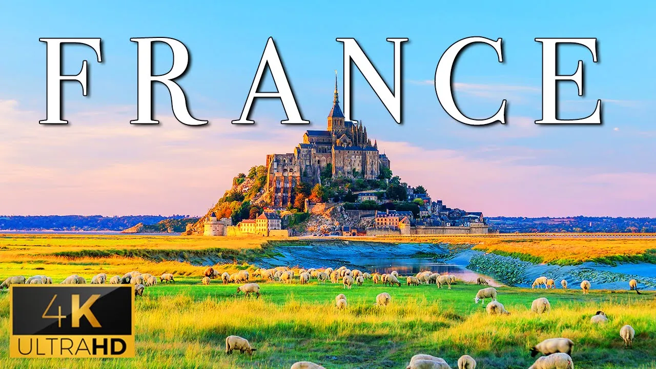 FLYING OVER FRANCE (4K UHD) - Soothing Music With Scenic Relaxation Film - Ultra High Definition