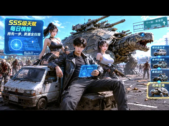 全民穿越喪屍世界,他只抽到一輛破麵包車?靠情報系統搶光寶箱,下一秒進化成機械巨龜,直接橫推整片屍潮