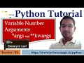 Python Tutorial for Beginners Function Argument Types Variable Number of Argument in Function