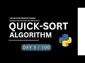 QUICK SORT Algorithm In Python Day-5 100 Days DSA Mastery Course