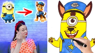 How to draw Paw Patrol Minion James Minions & Monsters