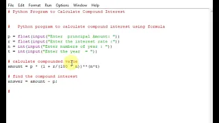 Python program to calculate compound interest using formula