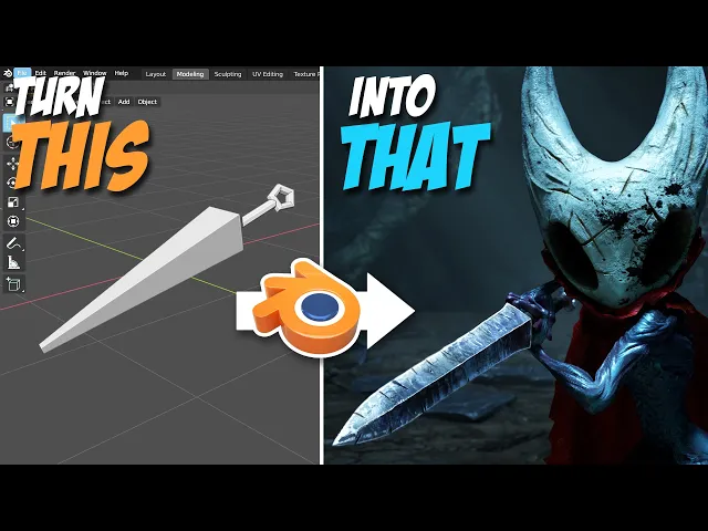 How to make a Hollow Knight sword in 99 seconds -  Blender quick tutorial