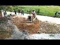Download Lagu Finished The Project by Bulldozer and Trucks Start to pushing Rock to the flood , Mud and garbage