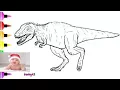 Draw T REX Dinosaur in Jurassic World and Dinosaur Coloring Pages for Kid 150