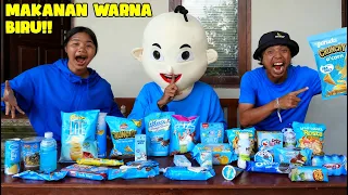 MAKAN SEMUA MAKANAN WARNA BIRU?!